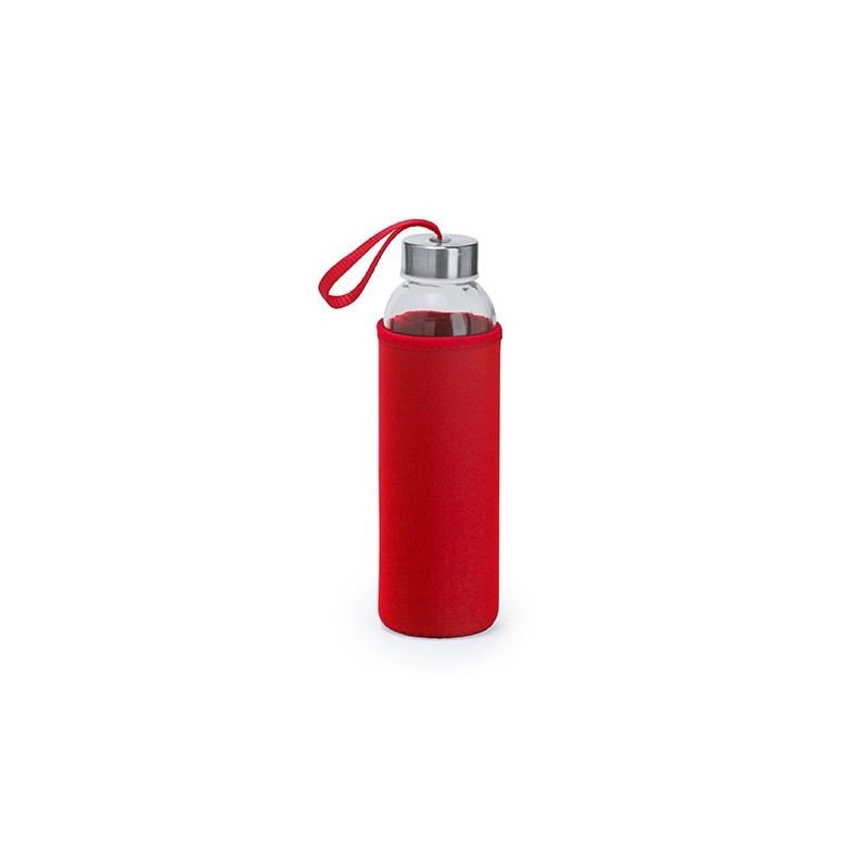 CAMU. Bidon de sticlă de 500 ml in husă neopren, MD4040 - RED CAMU. Bidon de sticlă de 500 ml in husă neopren, MD4040 - RED
