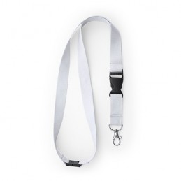 GUEST. Lanyard cu carabină, cataramă și închidere de siguranță., LY7054 - WHITE