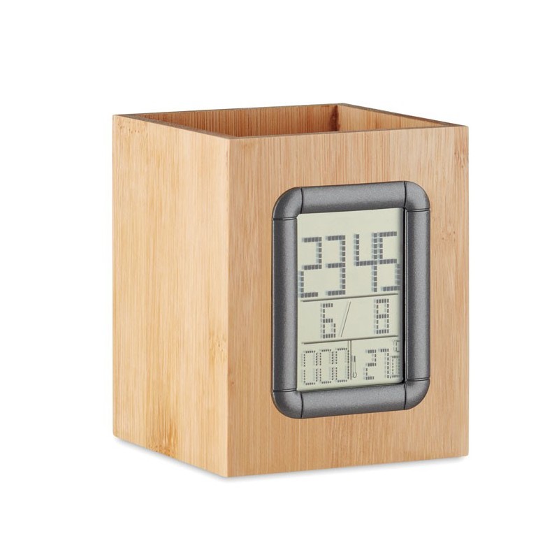 MANILA. Suport din bambus și ceas LCD  MO6289-40, Wood