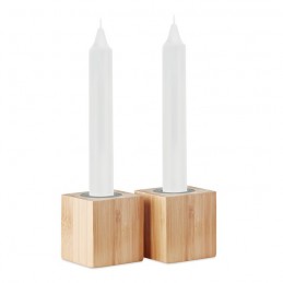 PYRAMIDE. 2 lumânări și suporturi bambus MO6320-40, Wood