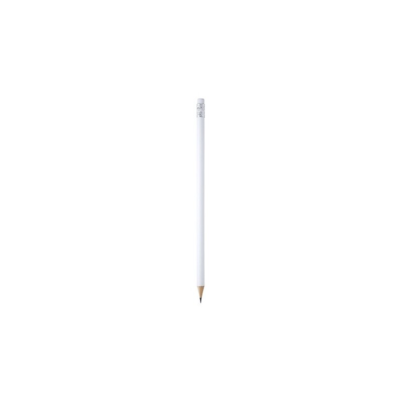 COUVET, Creion rotund din lemn cu gumă de șters - HW8002, ALB