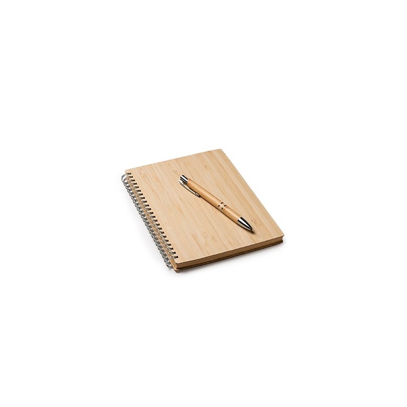 GALA, Set alcătuit din caiet și pix din bambus, într-o cutie eco - NB8082, NATURAL