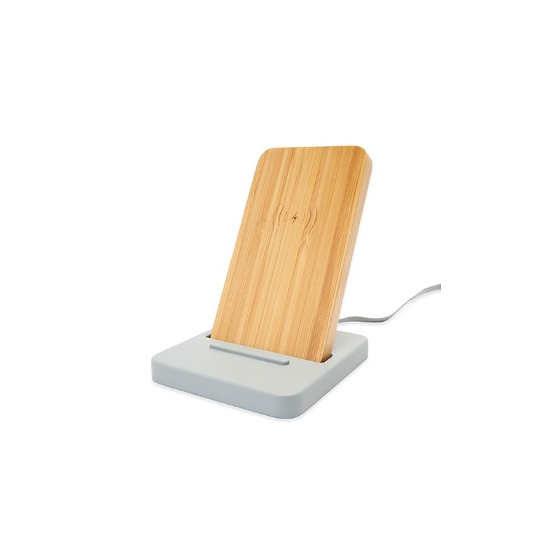 MARS, Încărcător wireless cu bază pătrată din ciment calcaros și suport dreptunghiular din bambus natural - IA3021, BAMBOO MARS, Încărcător wireless cu bază pătrată din ciment calcaros și suport dreptunghiular din bambus natural - IA3021, BAMBOO