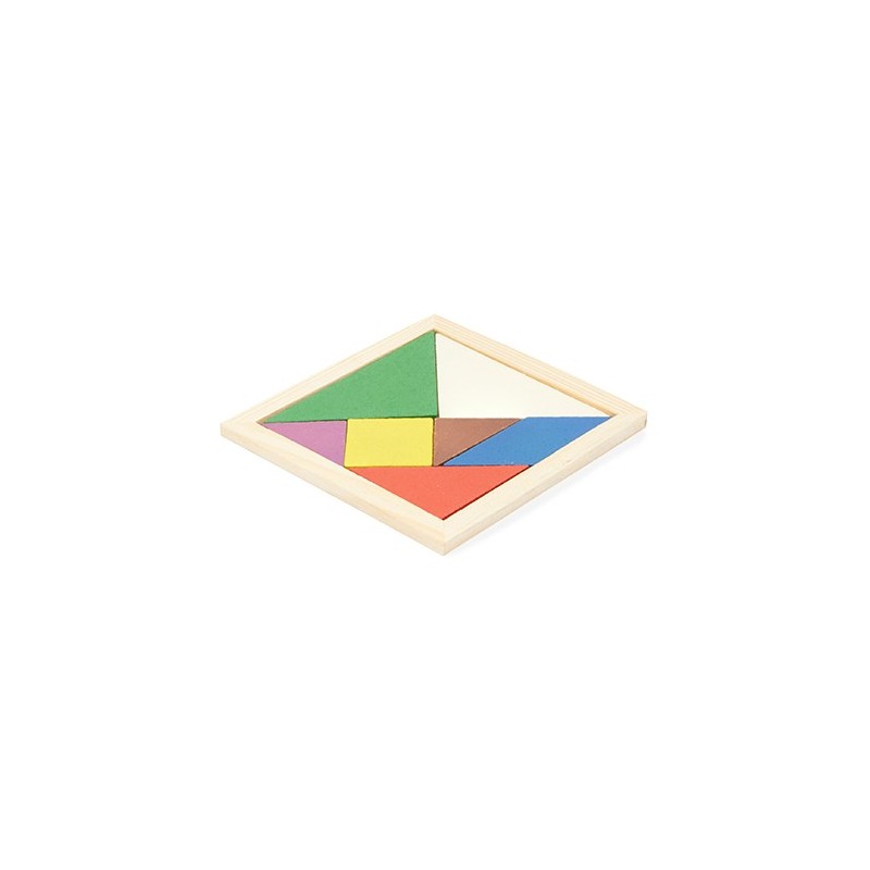 LEIS, Puzzle Tangram din lemn natural cu 7 piese colorate - JU0111, NATURAL
