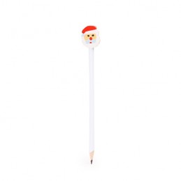 NUSS, Creion rotund din lemn alb cu gumă de șters în trei modele de Crăciun: copac, Moș Crăciun și om de zăpadă - XM1303, ARBOL