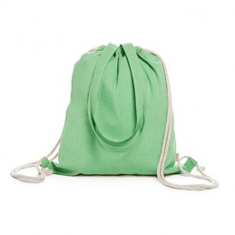 VARESE. Sacoșă rucsac cu cordoane din bumbac 100% reciclat de 140 g/m² în culori melanj MO7107 - VERDE TEI