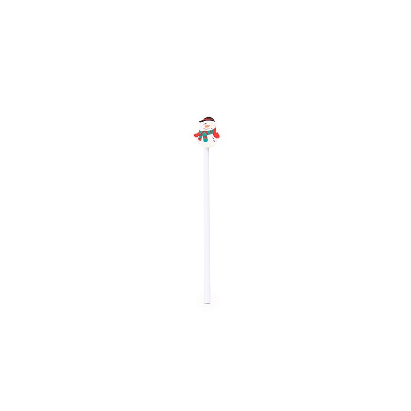 NUSS. Creion rotund din lemn alb cu gumă de șters în trei modele de Crăciun: copac XM1303 - OM DE ZĂPADĂ