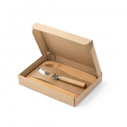 CAPPERO. Set cu platou de bambus și cuțit mic de brânză din metal și lemn - 94028-160, Natural
