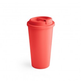 CUPPARI. Pahar de călătorie 100% PP cu perete dublu, capacitate de 500 ml și capac rabatabil - 94041-105, Roșu
