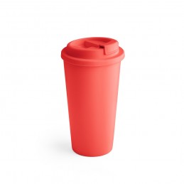 CUPPARI. Pahar de călătorie 100% PP cu perete dublu, capacitate de 500 ml și capac rabatabil - 94041-105, Roșu