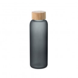LILLARD. Sticla din sticlă borosilicată cu efect înghețat cu capac din bambus și capacitate până la 500 ml - 94770-103, Negru