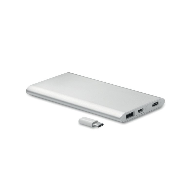 POWERFLATC - Baterie 4000 mAh, cablu tip C  MO9141-16, Dull silver