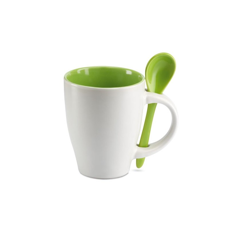 DUAL - Cană cu linguriţă MO7344-09, Green DUAL - Cană cu linguriţă MO7344-09, Green