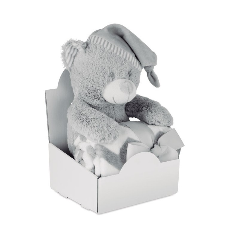 OSSET - Ursuleț mare Teddy cu pătură   MO9841-07, Grey