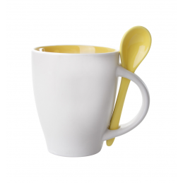 Spoon. Cana ceramica alba...