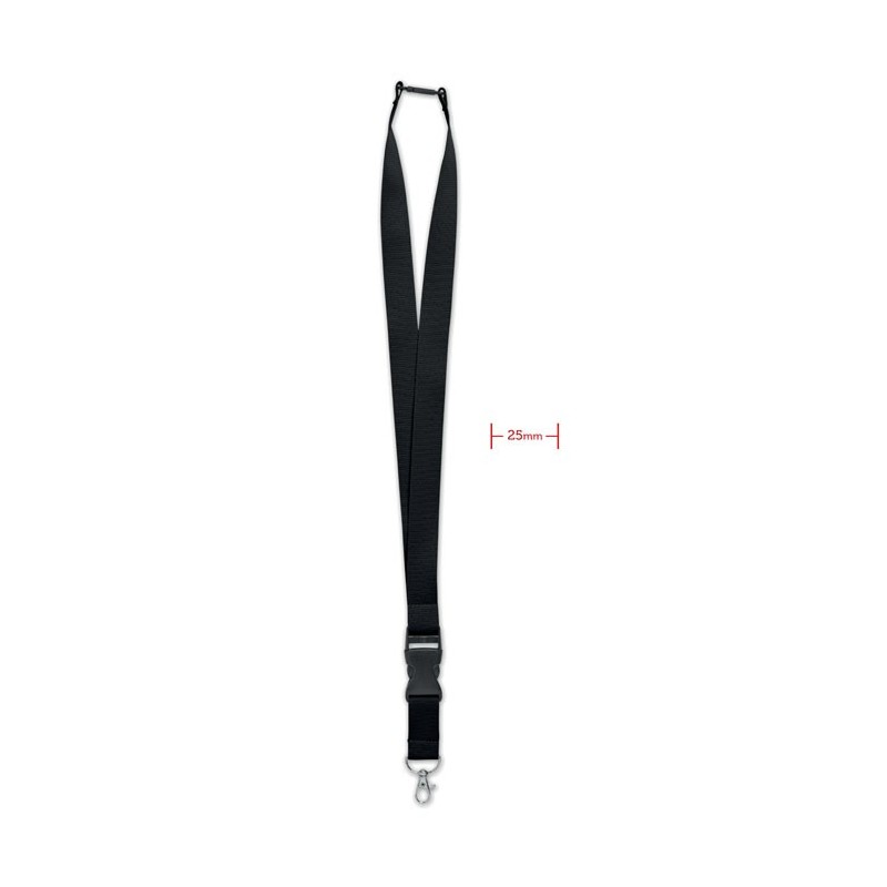 WIDE LANY - Lanyard, cârlig metalic 25mm.  MO9661-03, Negru