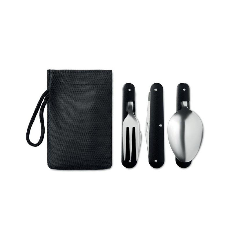 3 SERVICE - Set tacâmuri camping SS MO9503-03, Negru 3 SERVICE - Set tacâmuri camping SS MO9503-03, Negru