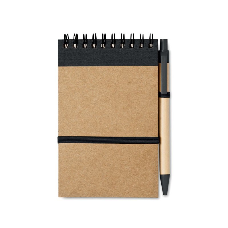 SONORA - Bloc notes reciclat și pix IT3789-03, Negru SONORA - Bloc notes reciclat și pix IT3789-03, Negru