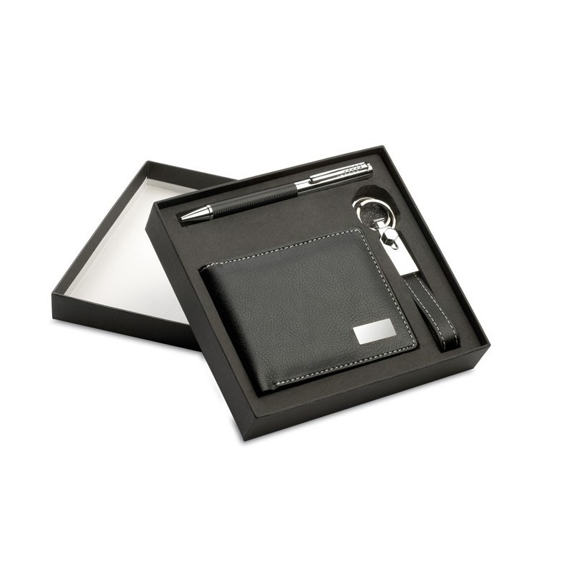ELEGANCI - Set cadou:pix+breloc+portmoneu KC7109-03, Negru ELEGANCI - Set cadou:pix+breloc+portmoneu KC7109-03, Negru