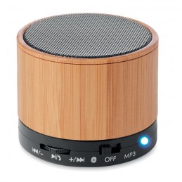 ROUND BAMBOO - Boxă rotundă Bluetooth bambus  MO9608-03, Negru