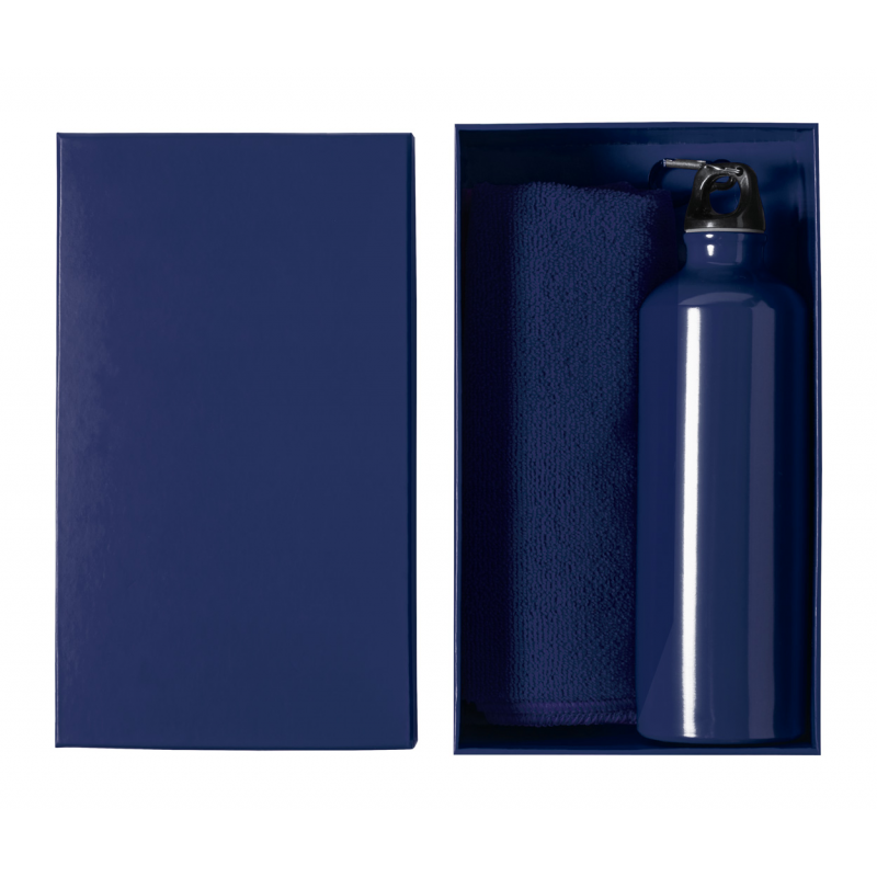 Cloister, set sticlă sport și prosop - AP722571-06A, albastru închis