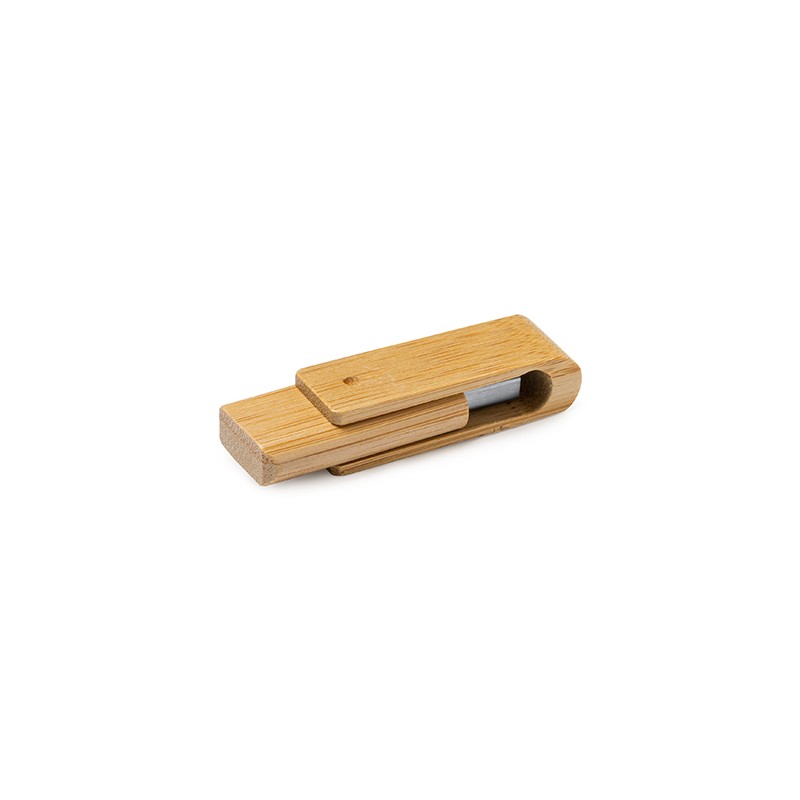 PERCY. USB memory stick with body and swivel clip in natural bamboo - US4189, BAMBOO