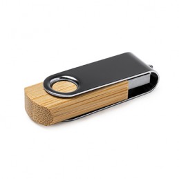 ULDON. USB memory stick with body in natural bamboo and metal swivel clip - US4190, BAMBOO