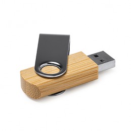 ULDON. USB memory stick with body in natural bamboo and metal swivel clip - US4190, BAMBOO