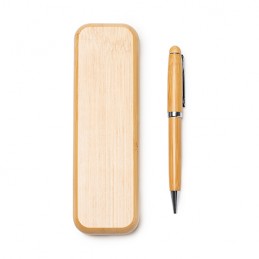 BODONI. Fantastic twist ball pen made of bamboo with stainless steel details - BL8041, BEIGE