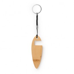 BONCER. Natural bamboo keyring with mobile stand function - KO4110, BEIGE