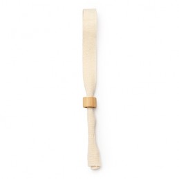 ORBIT. Natural cotton wristband with bamboo pressure clasp (non-transferable) - PU3098, BEIGE