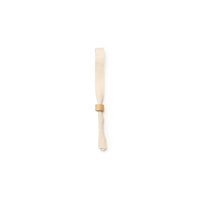 ORBIT. Natural cotton wristband with bamboo pressure clasp (non-transferable) - PU3098, BEIGE