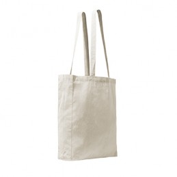 LUMIA. Bag made of 140 gsm recycled cotton in a heather finish design, with 70 cm long handles - BO7617, BEIGE