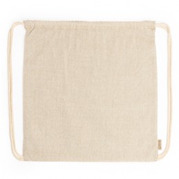 BRESCIA. Drawstring bag made of 120 gsm recycled cotton in heather finish and cords in natural colour - MO7165, BEIGE