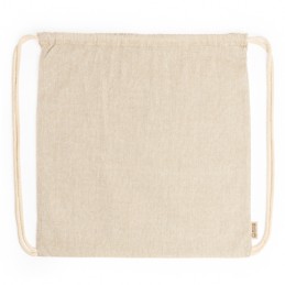 BRESCIA. Drawstring bag made of 120 gsm recycled cotton in heather finish and cords in natural colour - MO7165, BEIGE