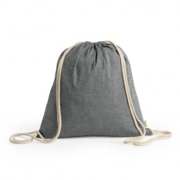 BRESCIA. Drawstring bag made of 120 gsm recycled cotton in heather finish and cords in natural colour - MO7165, BEIGE