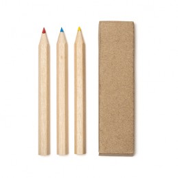 DENOK. Set of 3 wooden pencils in a recycled cardboard box - LA7997, BEIGE