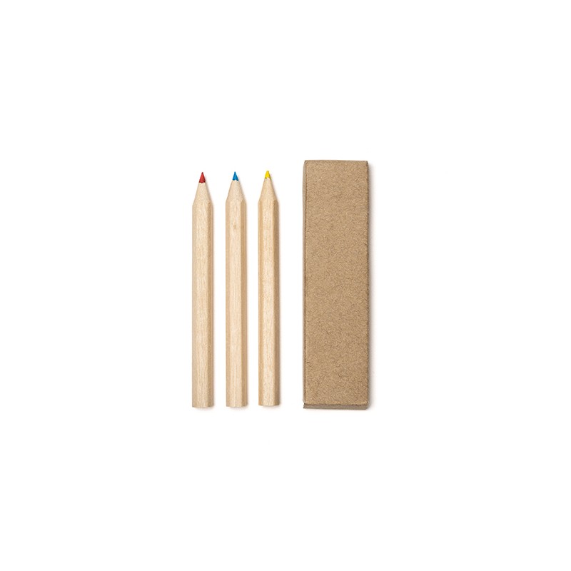 DENOK. Set of 3 wooden pencils in a recycled cardboard box - LA7997, BEIGE