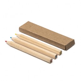 DENOK. Set of 3 wooden pencils in a recycled cardboard box - LA7997, BEIGE