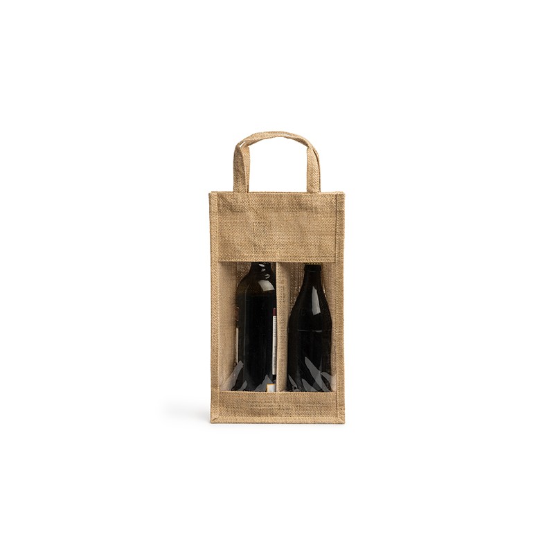 GRACE. Laminated yute bag with window and double compartment - BO7610, BEIGE