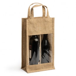 GRACE. Laminated yute bag with window and double compartment - BO7610, BEIGE