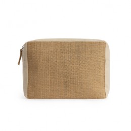 VERA. Practical toilet bag in cotton and laminated jute, to carry your toiletries - NE7563, BEIGE