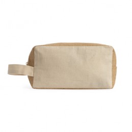 SIENA. Toilet bag in cotton and laminated jute - NE7564, BEIGE