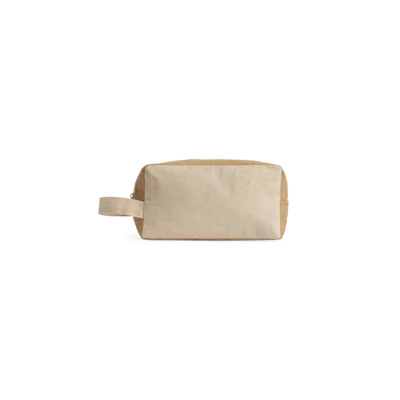 SIENA. Toilet bag in cotton and laminated jute - NE7564, BEIGE