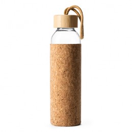 LAWAS. Glass bottle with natural cork pouch - BI4136, BEIGE