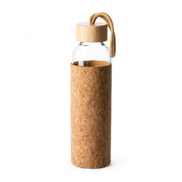 LAWAS. Glass bottle with natural cork pouch - BI4136, BEIGE