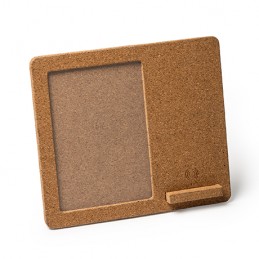 KEVEX. Wireless charger with photo frame made of cork - CR2994, BEIGE