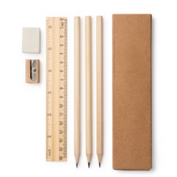 VERNAK. Writing set in natural wood, presented in a cardboard case - HW8087, BEIGE