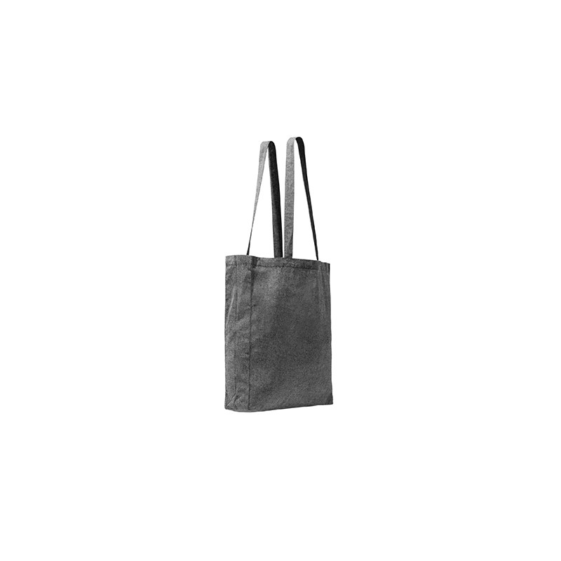 LUMIA. Bag made of 140 gsm recycled cotton in a heather finish design, with 70 cm long handles - BO7617, BLACK