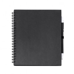 LEYNAX. Spiral ring notebook with plain sheets and pen holder - NB7994, BLACK